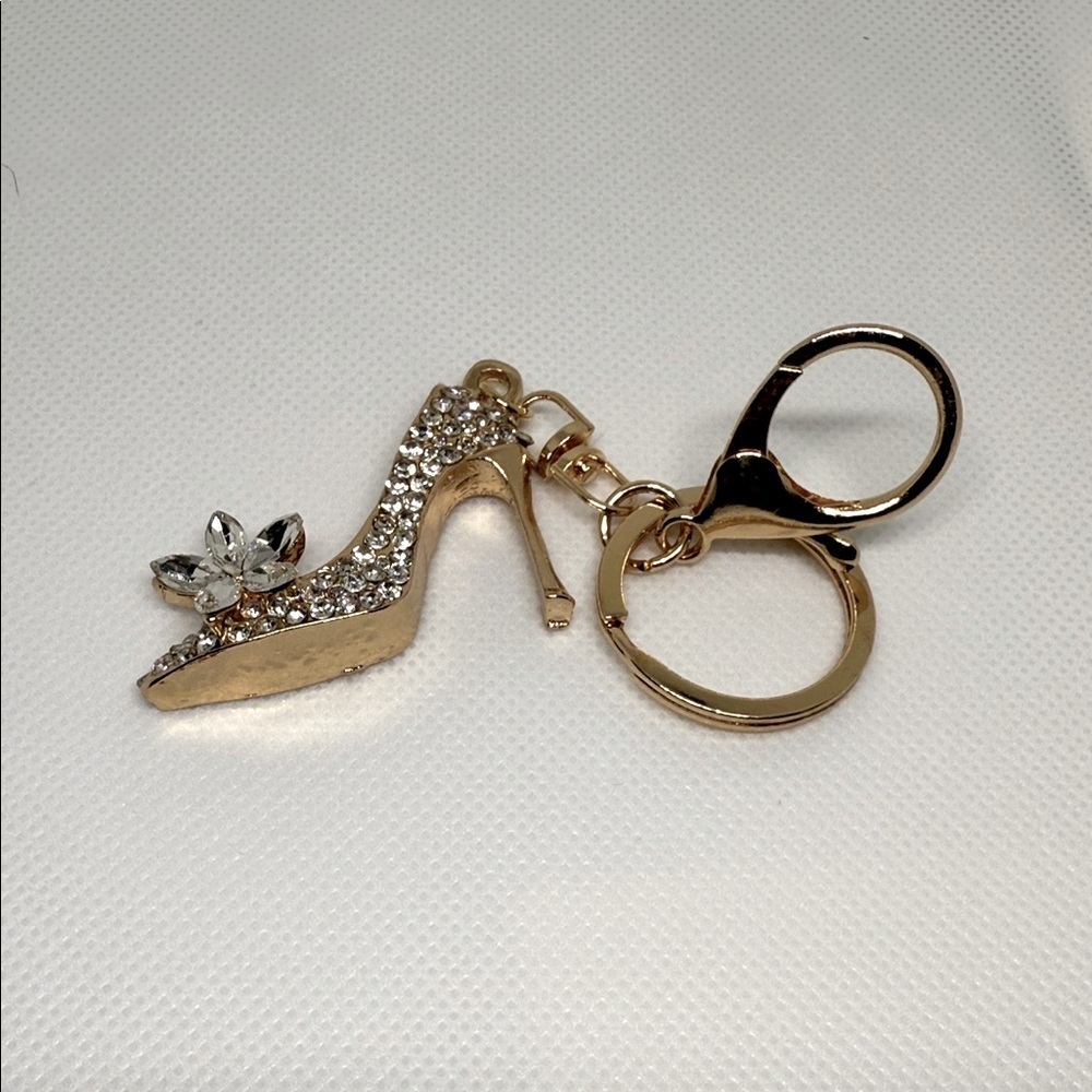 Elegant Gold and Silver High Heel Keychain